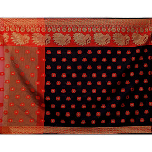 Magnetic Black Colored Festive Wear Woven Art Silk Saree
