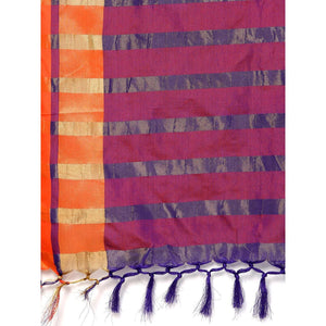 Magnetic Blue Colored Festive Wear Woven Cotton Silk Saree