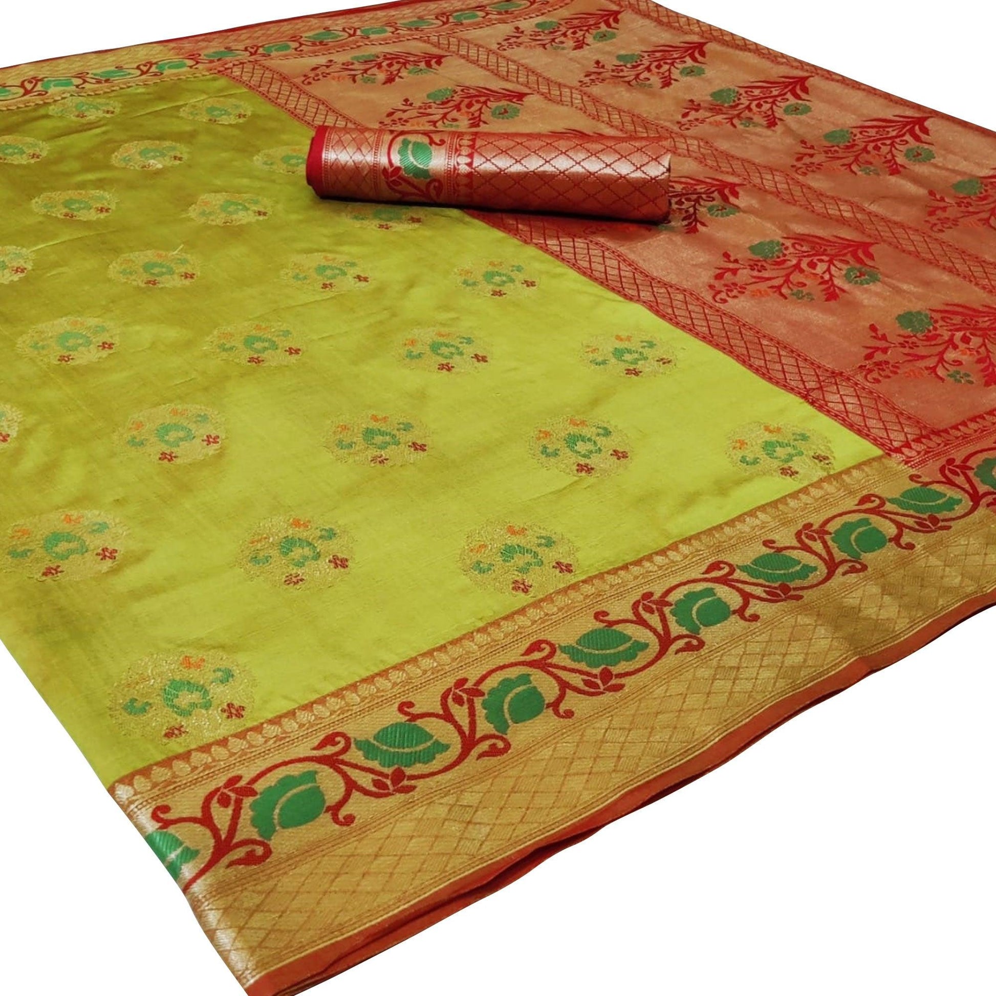 Magnetic Pista Green Colored Festive Wear Woven Silk Saree