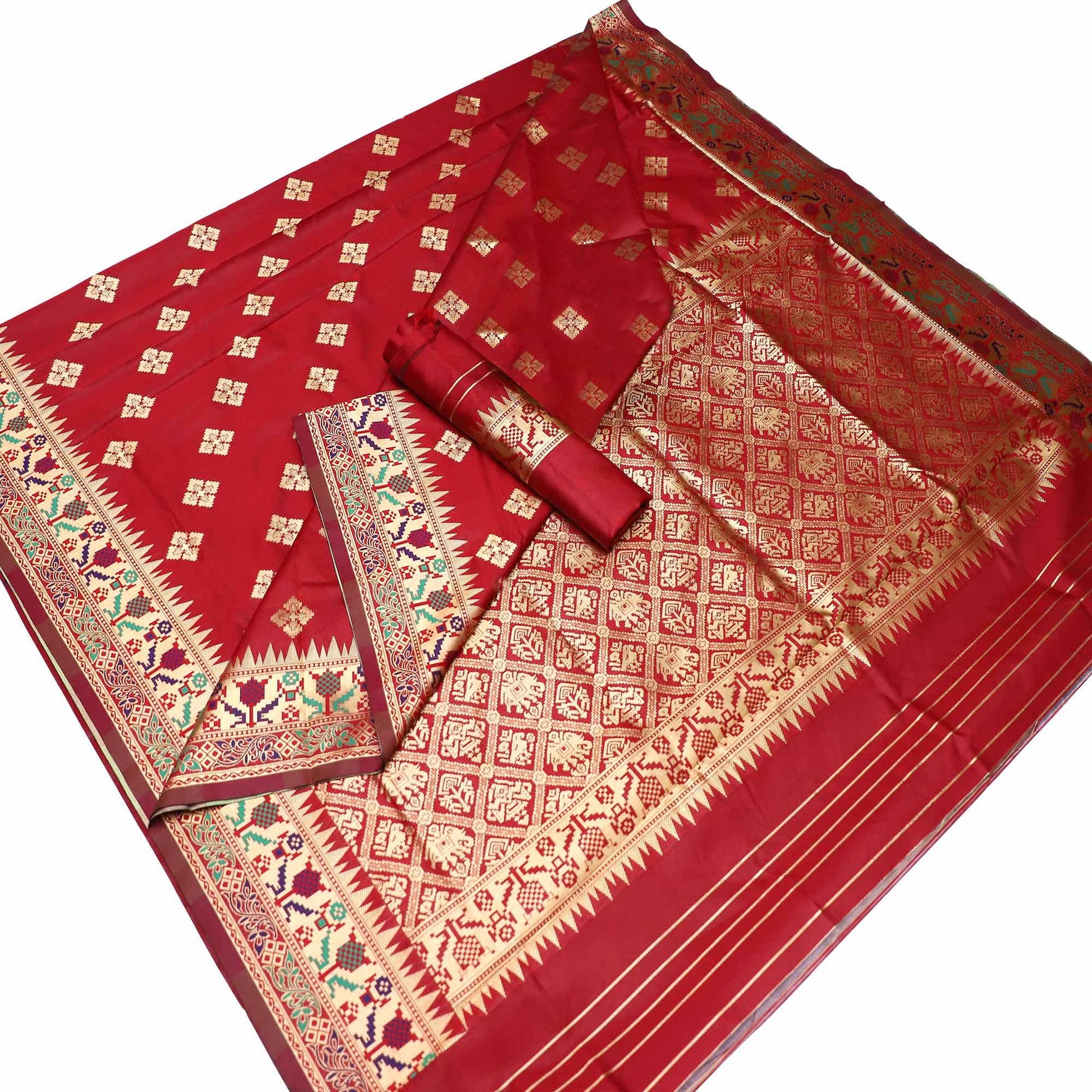 Magnetic Red Colored Festive Wear Woven Banarasi Silk Saree