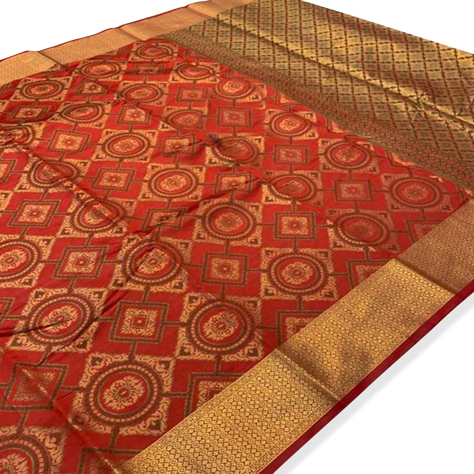 Magnetic Red Colored Festive Wear Woven Silk Saree