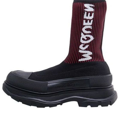 Alexander Mcqueen Tread Slick Sock Boot Black Red