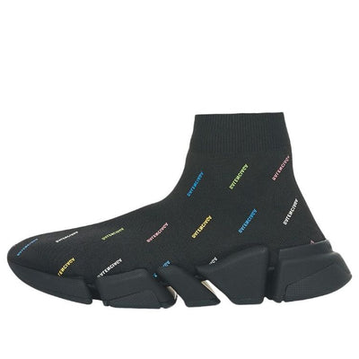 Balenciaga Speed 2.0 Allover Logo Recycled Knit Black Multicolor (Women'S)