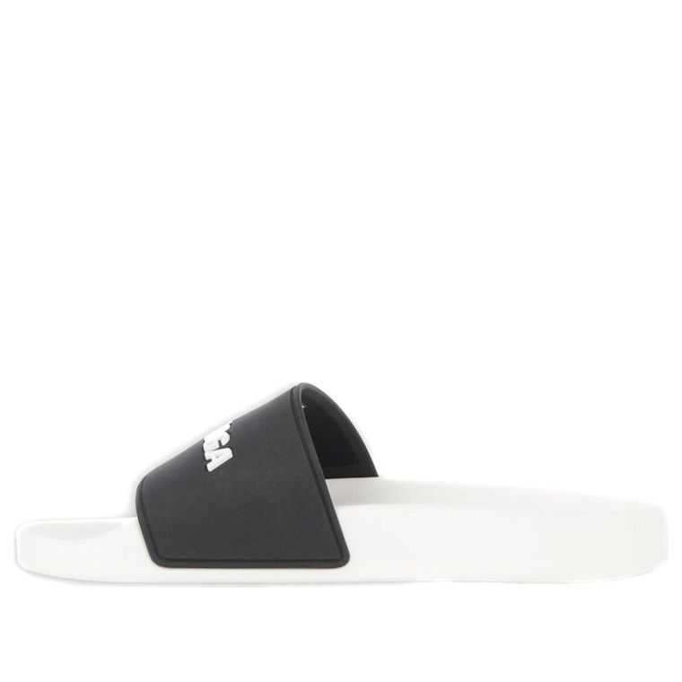 Balenciaga Pool Slides Logo White Black Alternate