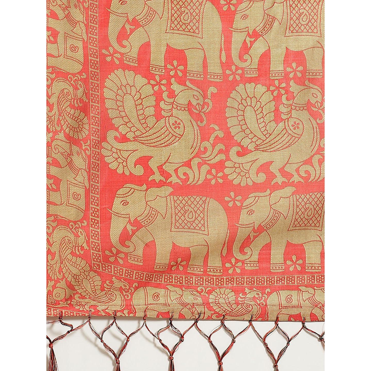 Majesty Black Colored Casual Wear Printed Art Silk Saree