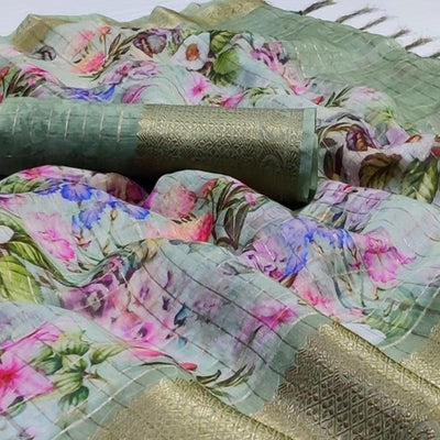 Majesty Gray Colored Festive Wear Woven Banarasi Silk Saree