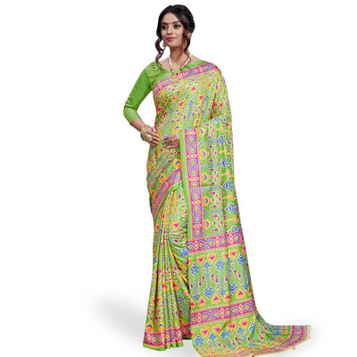 Majesty Green Colored Casual Printed Art Silk Saree