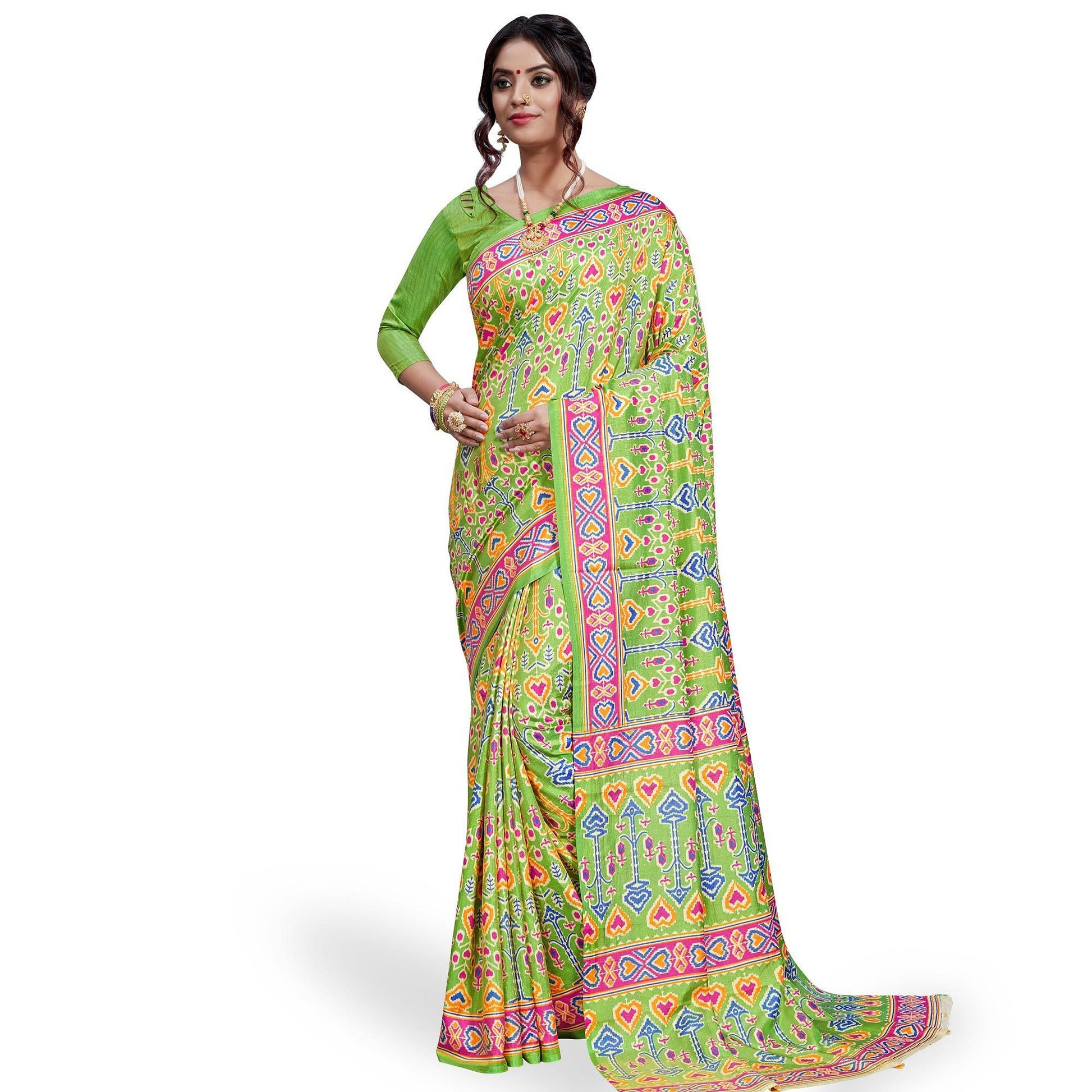Majesty Green Colored Casual Printed Art Silk Saree