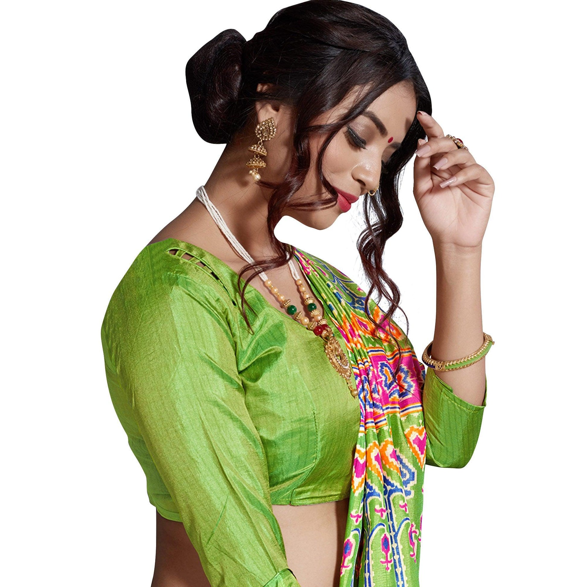 Majesty Green Colored Casual Printed Art Silk Saree