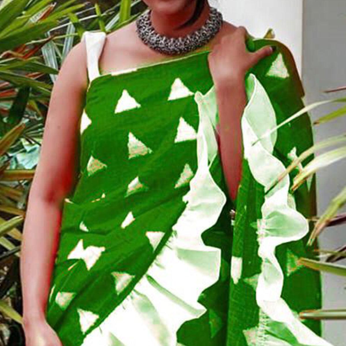 Majesty Green Colored Casual Wear Printed Art Silk Saree