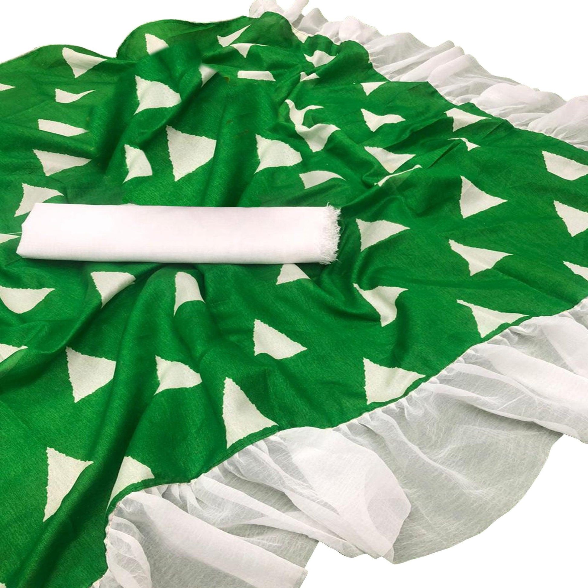 Majesty Green Colored Casual Wear Printed Art Silk Saree