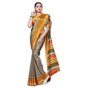 Majesty Grey Colored Casual Wear Printed Crepe Saree