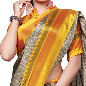 Majesty Grey Colored Casual Wear Printed Crepe Saree