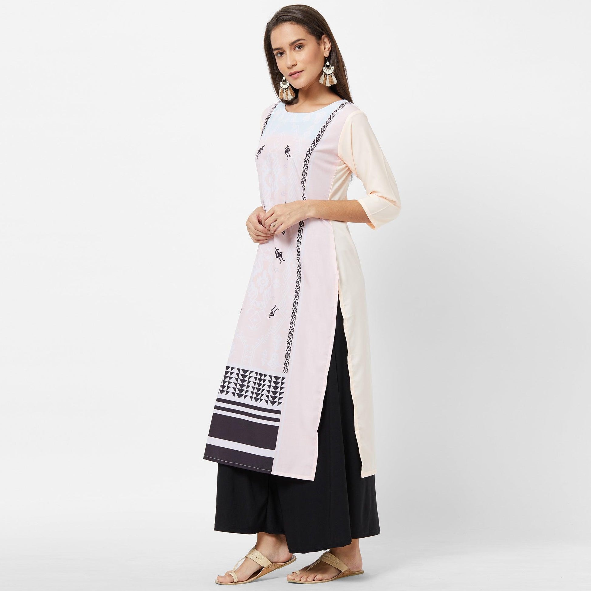 Majesty Light Pink Colored Casual Printed Crepe Kurti