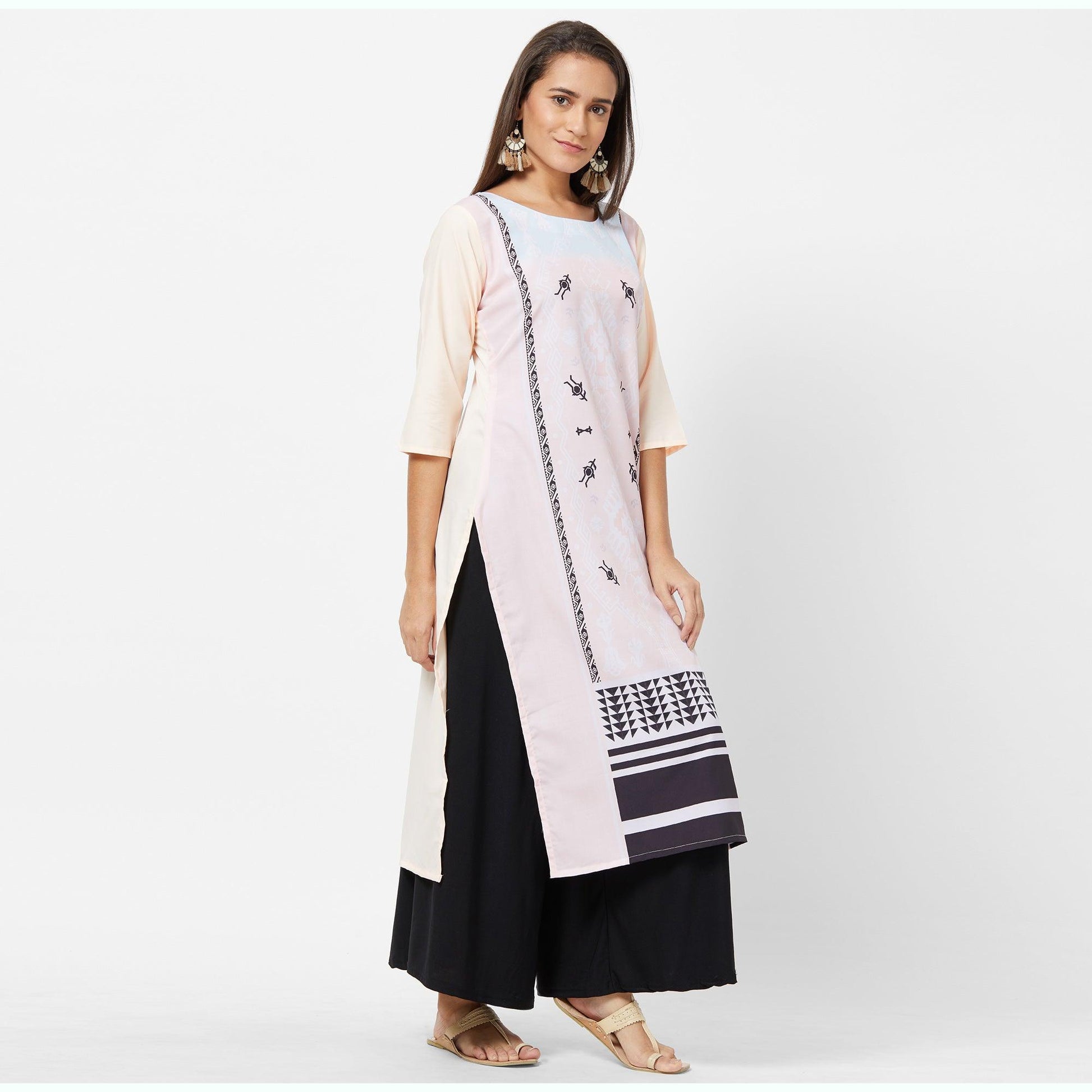 Majesty Light Pink Colored Casual Printed Crepe Kurti