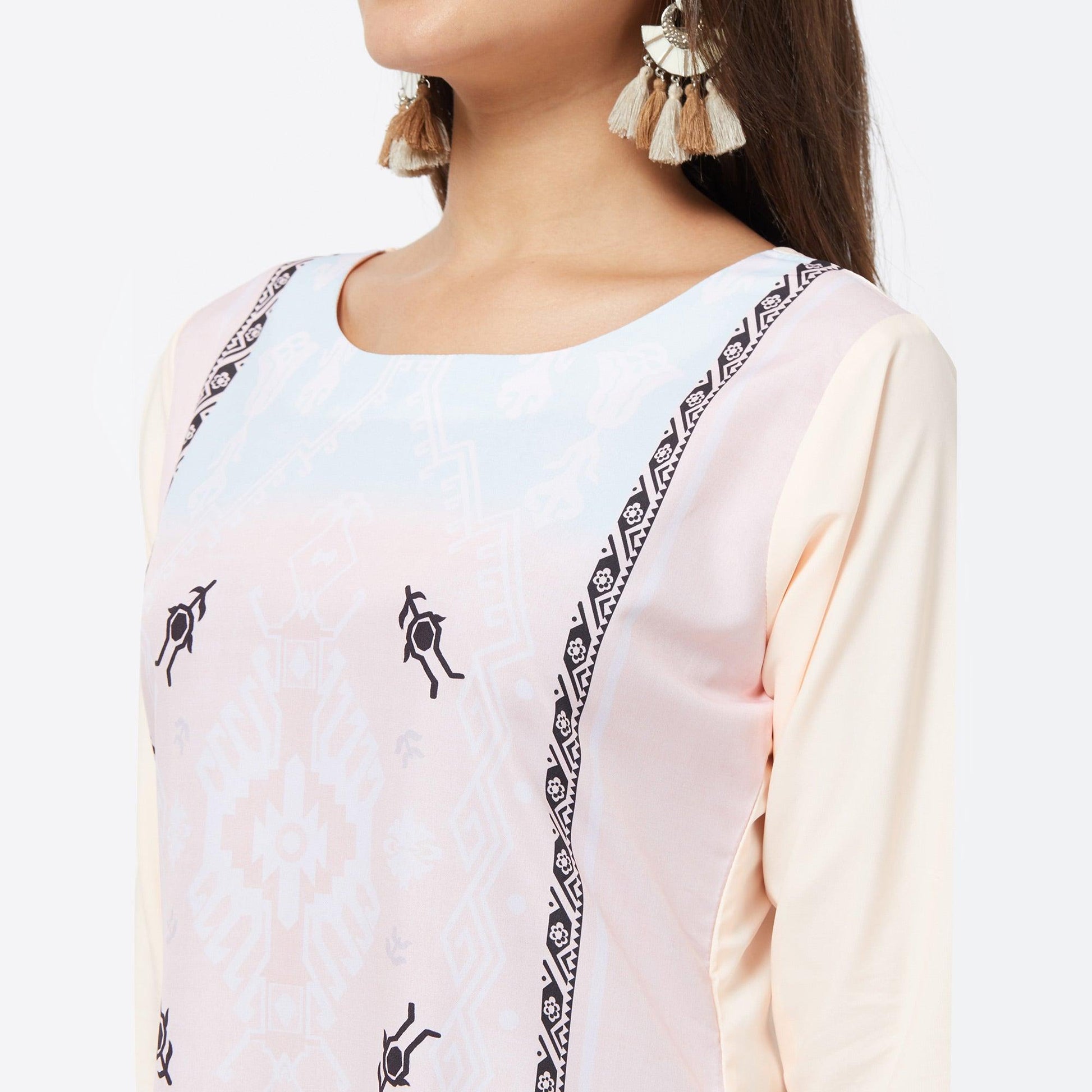 Majesty Light Pink Colored Casual Printed Crepe Kurti