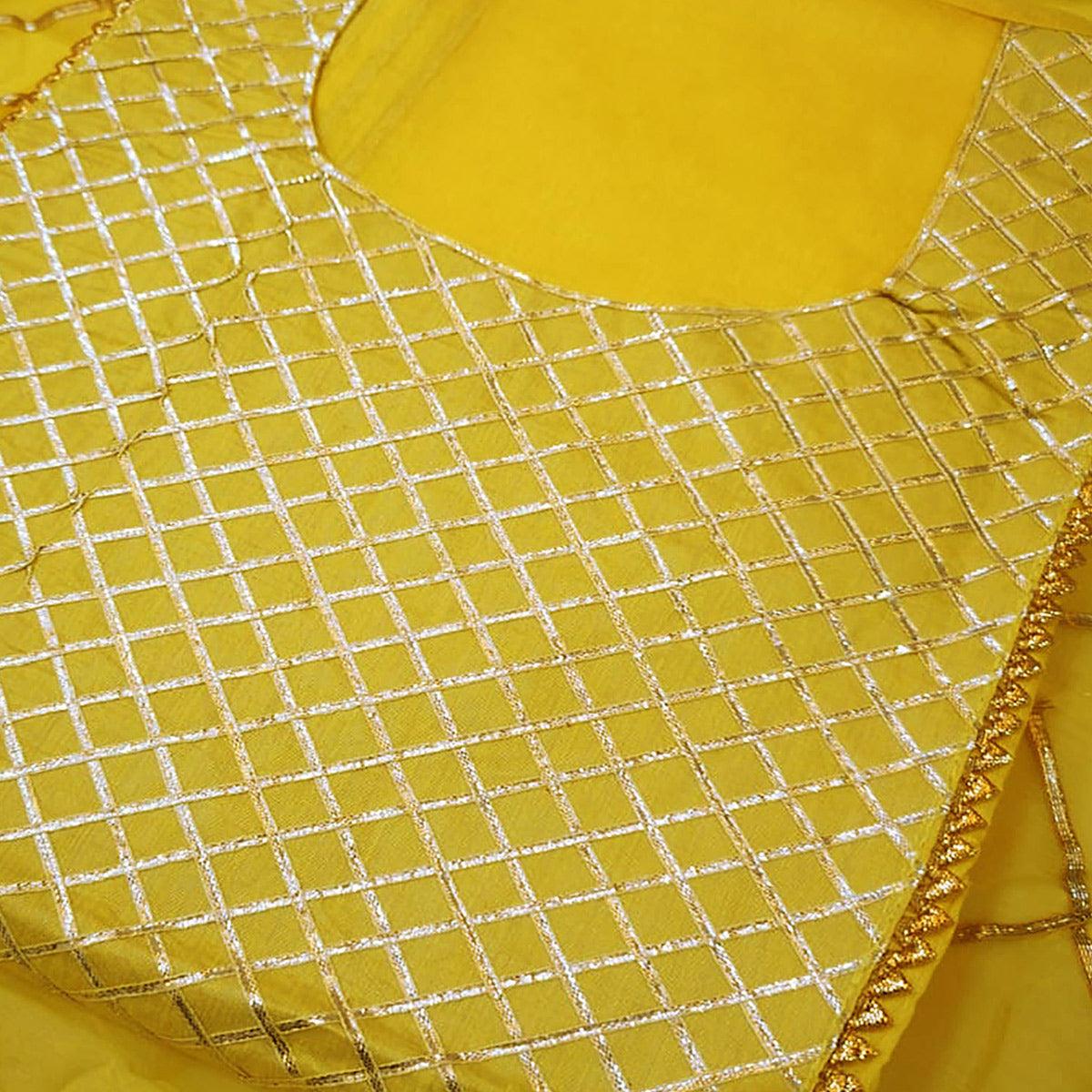 Majesty Light Yellow Colored Partywear Embroidered Modal Dress Material