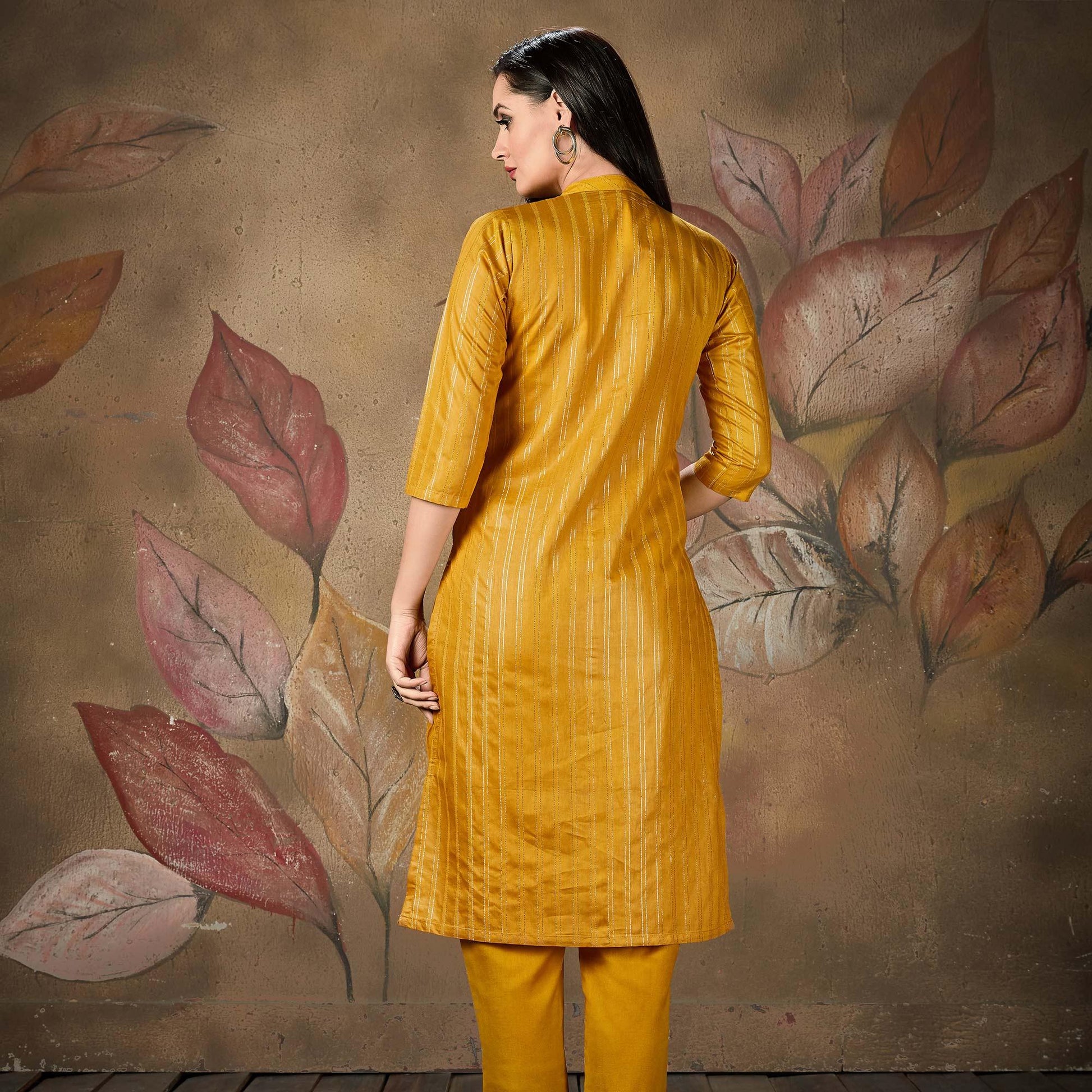 Majesty Lovely Mustard Yellow Colored Casual Wear Printed Cotton Kurti