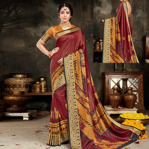 Majesty Maroon Colored Festive Wear Woven Silk Saree