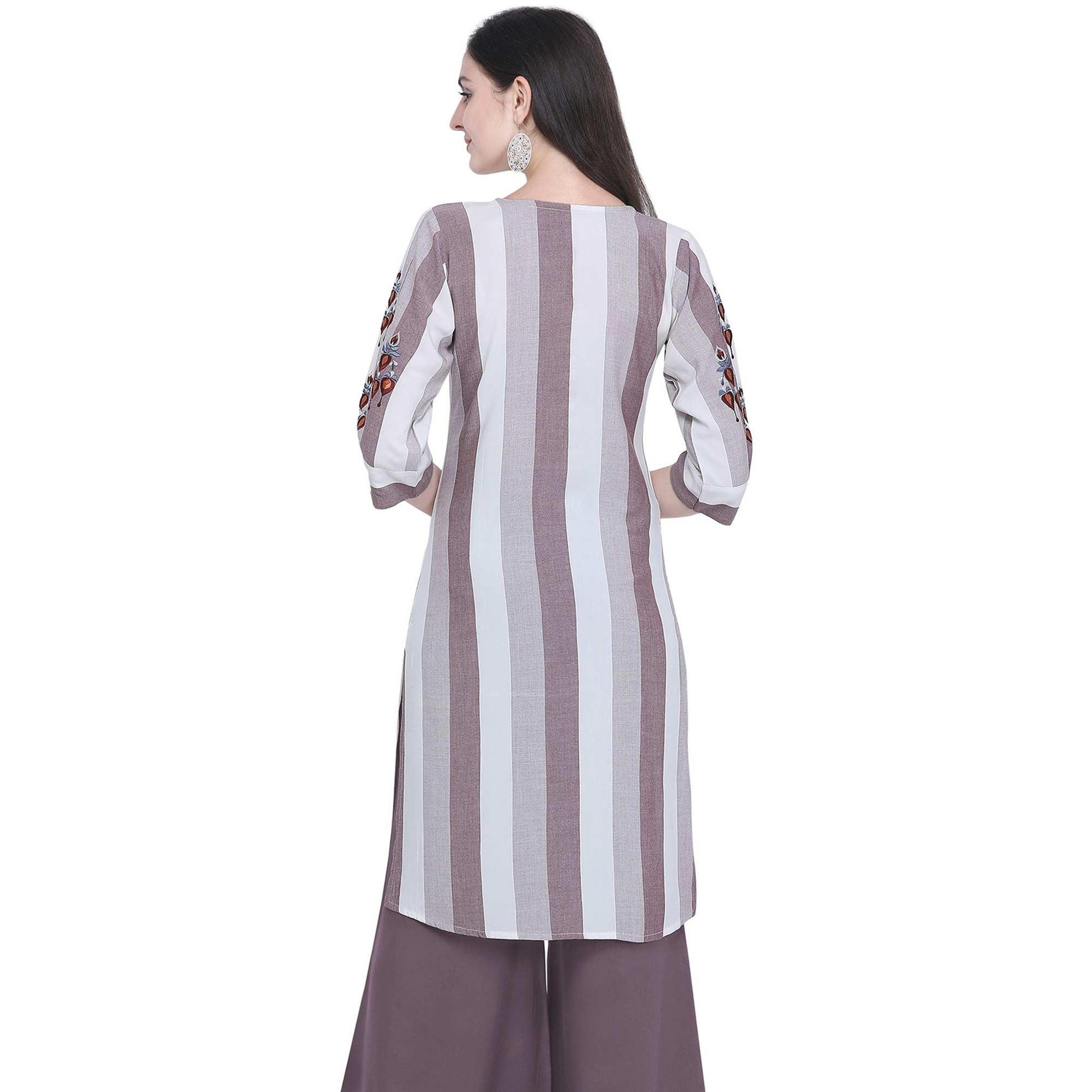 Majesty Mauve Colored Casual Embroidered Rayon Kurti