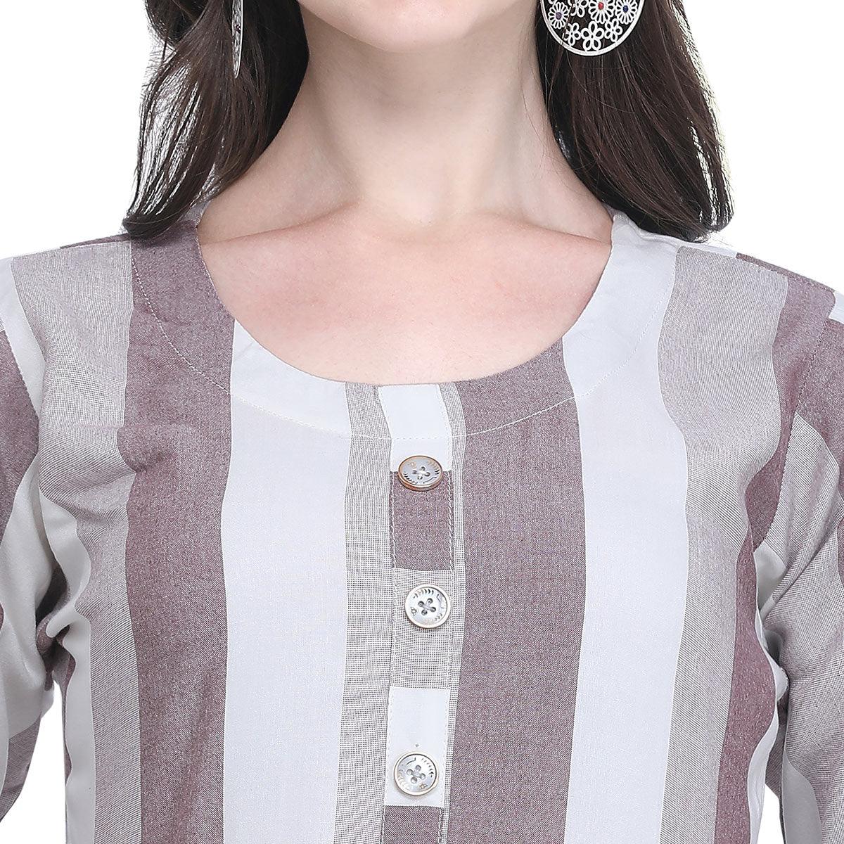 Majesty Mauve Colored Casual Embroidered Rayon Kurti
