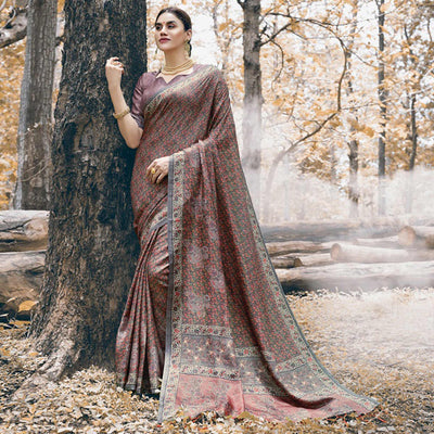 Majesty Mauve Colored Festive Wear Printed Art Silk Saree