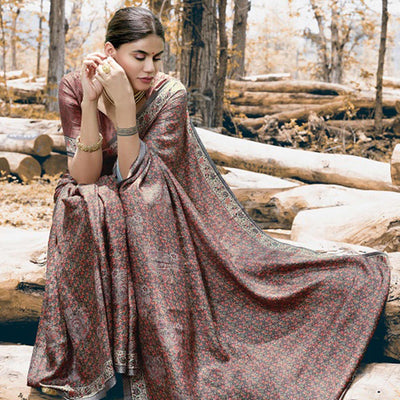 Majesty Mauve Colored Festive Wear Printed Art Silk Saree