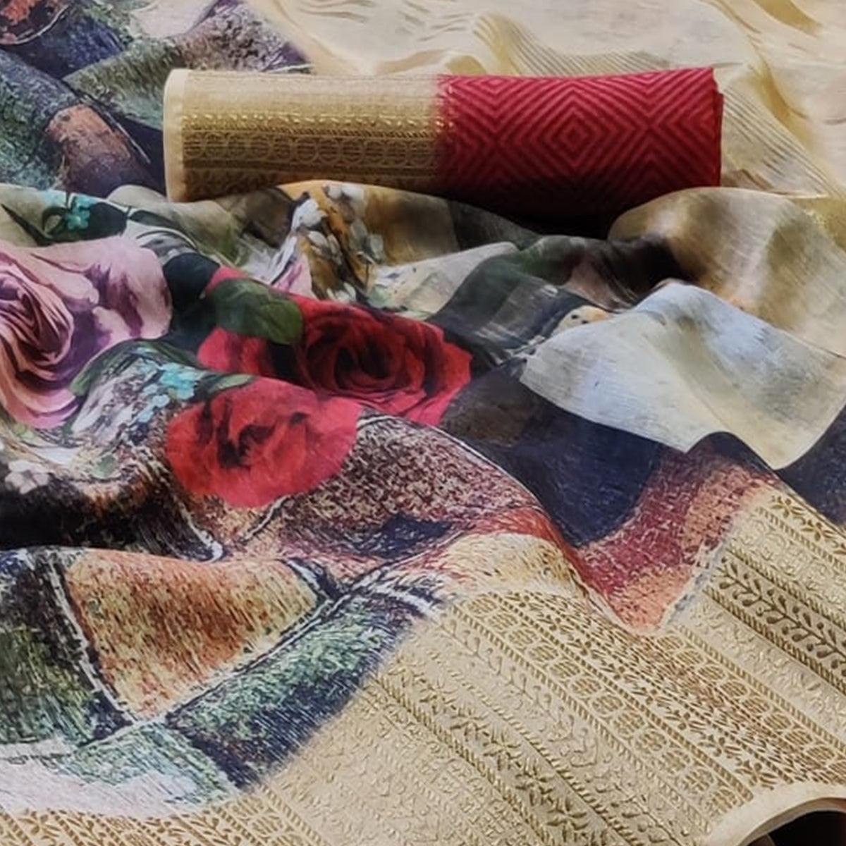 Majesty Multi Colored Festive Wear Woven Banarasi Silk Saree