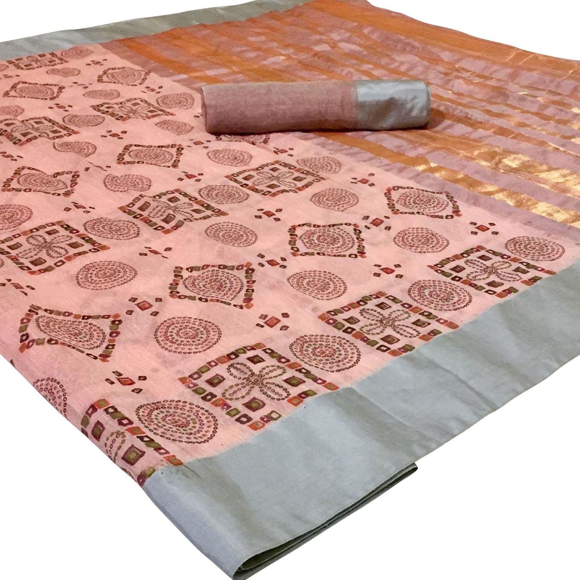 Majesty Peach Colored Festive Wear Woven Silk Saree