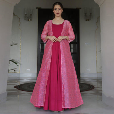 Majesty Pink Colored Casual Designer Digital Printed Maslin Kurtis