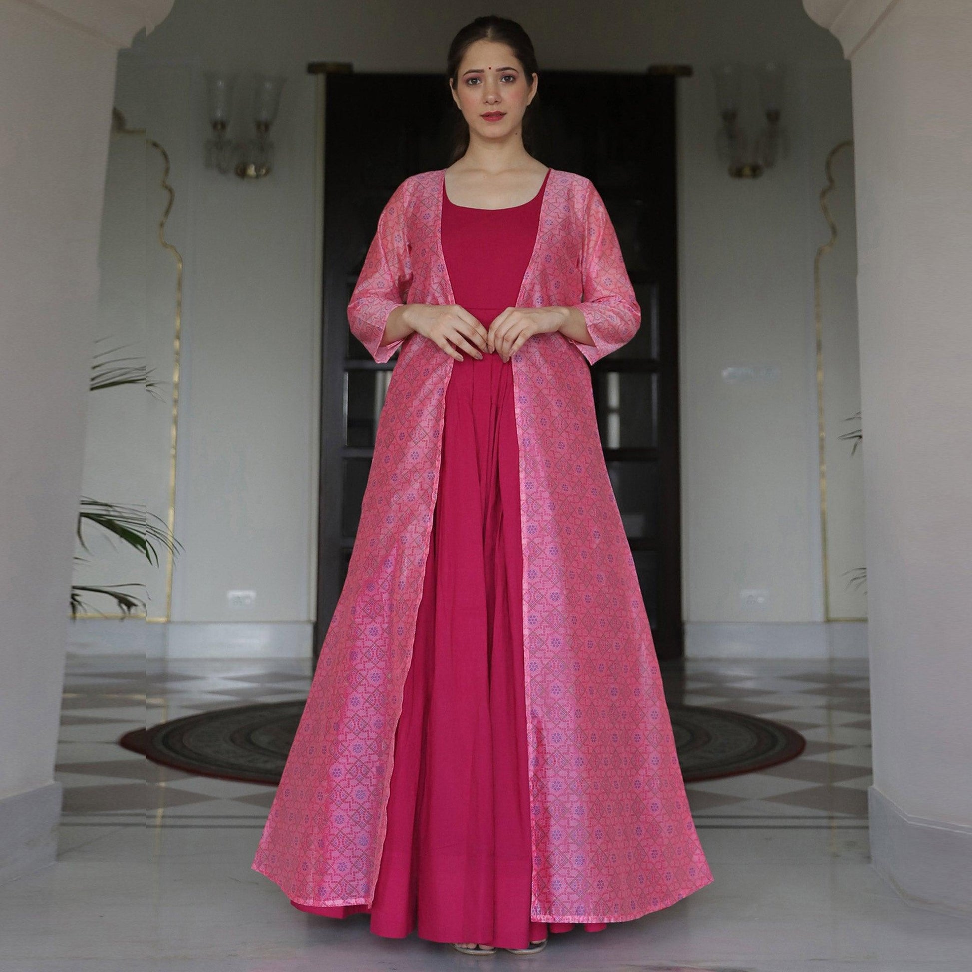 Majesty Pink Colored Casual Designer Digital Printed Maslin Kurtis