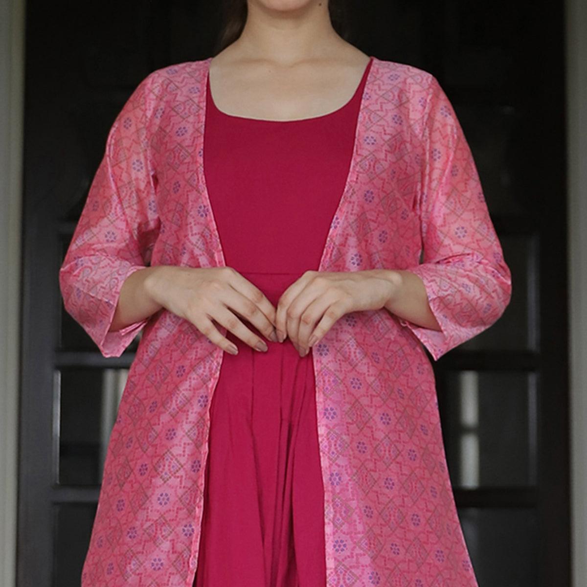 Majesty Pink Colored Casual Designer Digital Printed Maslin Kurtis