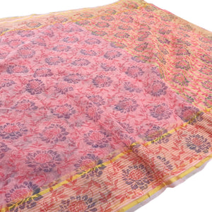 Majesty Pink Colored Casual Wear Floral Printed Net Saree