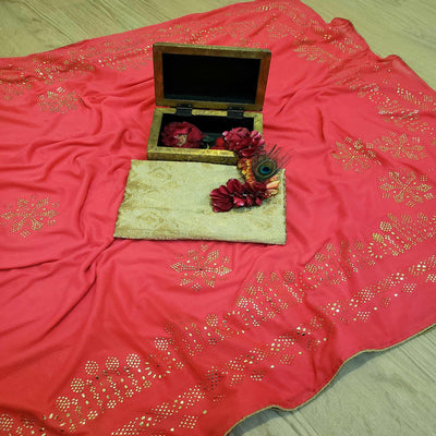 Majesty Pink Colored Festive Wear Embellished Art Silk Saree