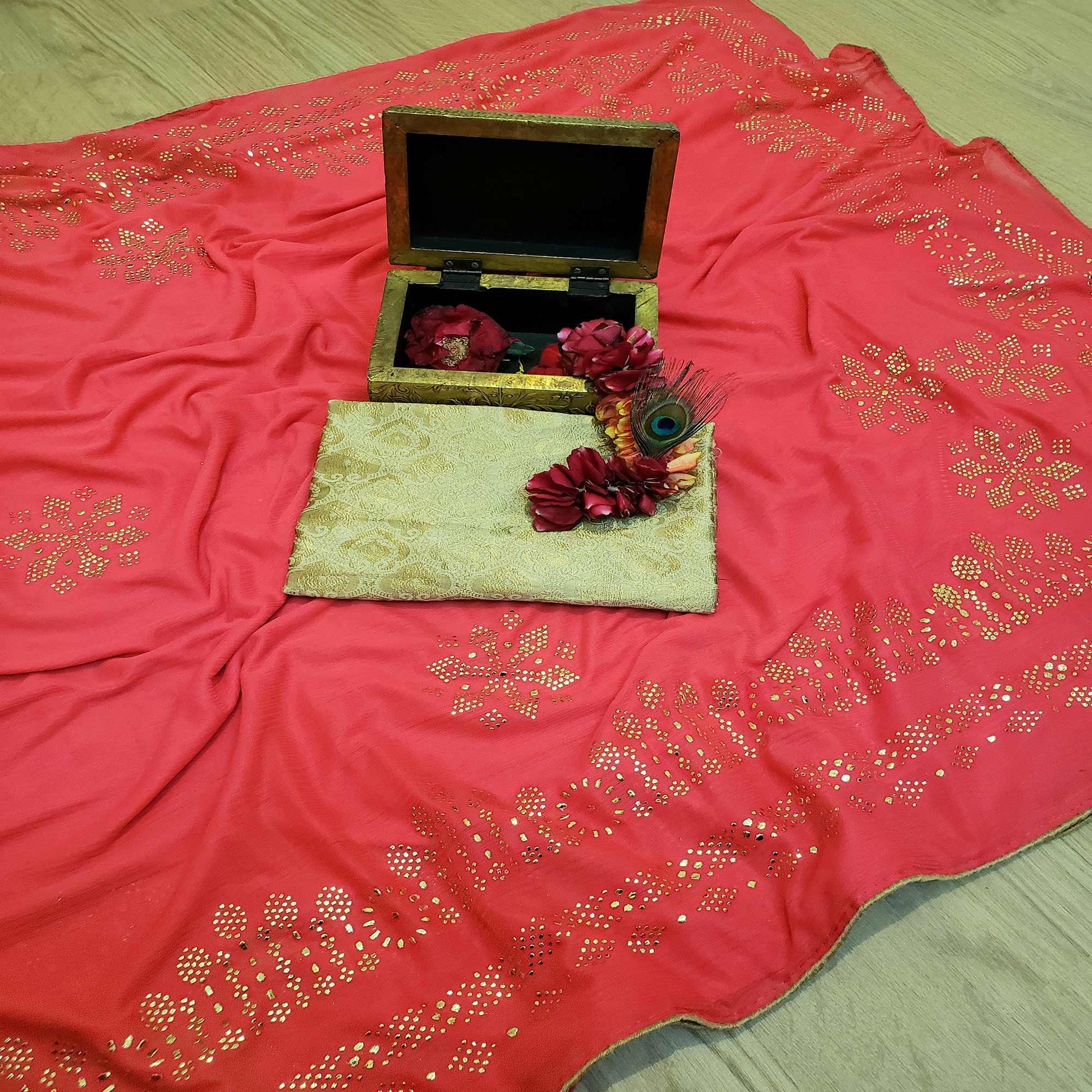 Majesty Pink Colored Festive Wear Embellished Art Silk Saree