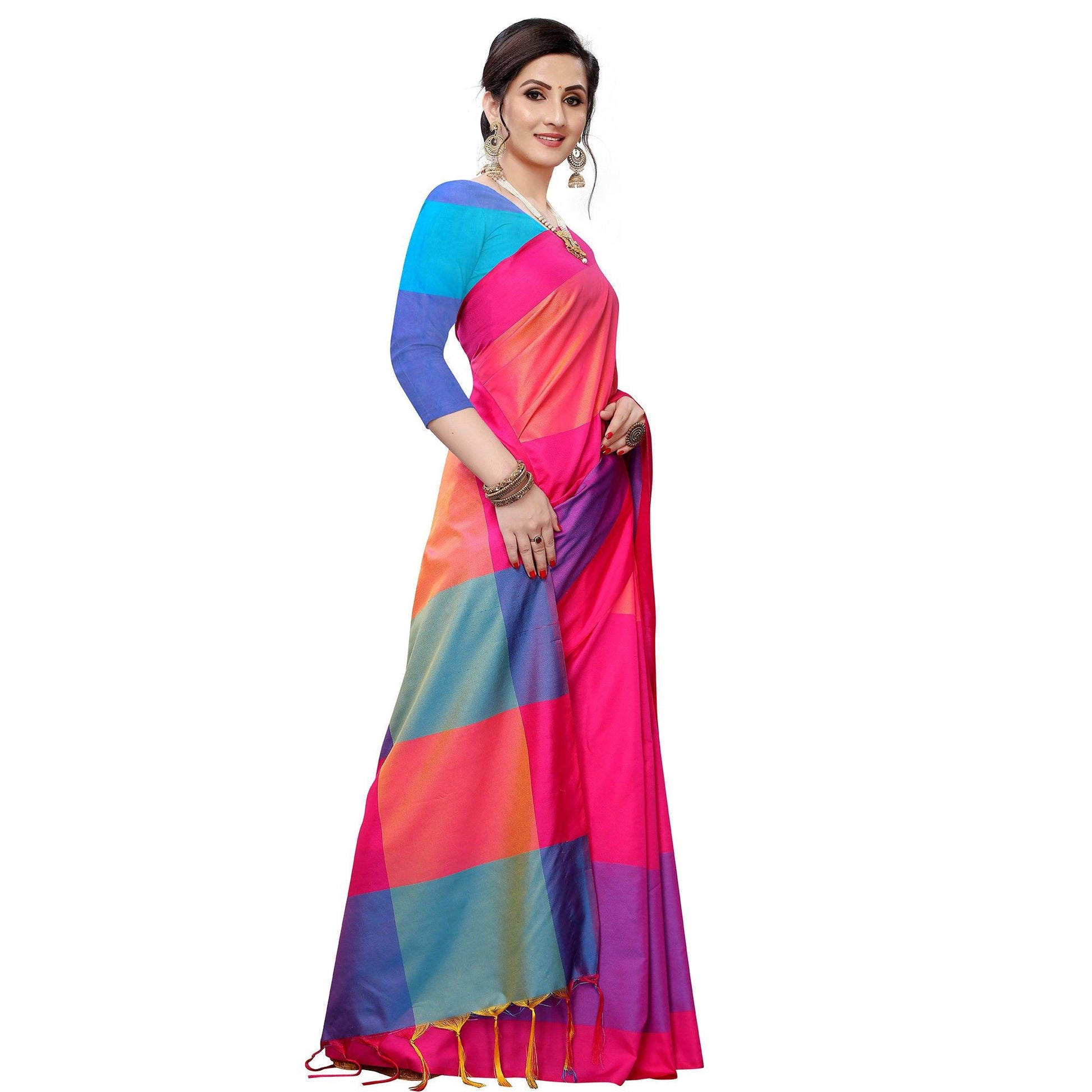 Majesty Pink Colored Festive Wear Woven Sana Silk Saree