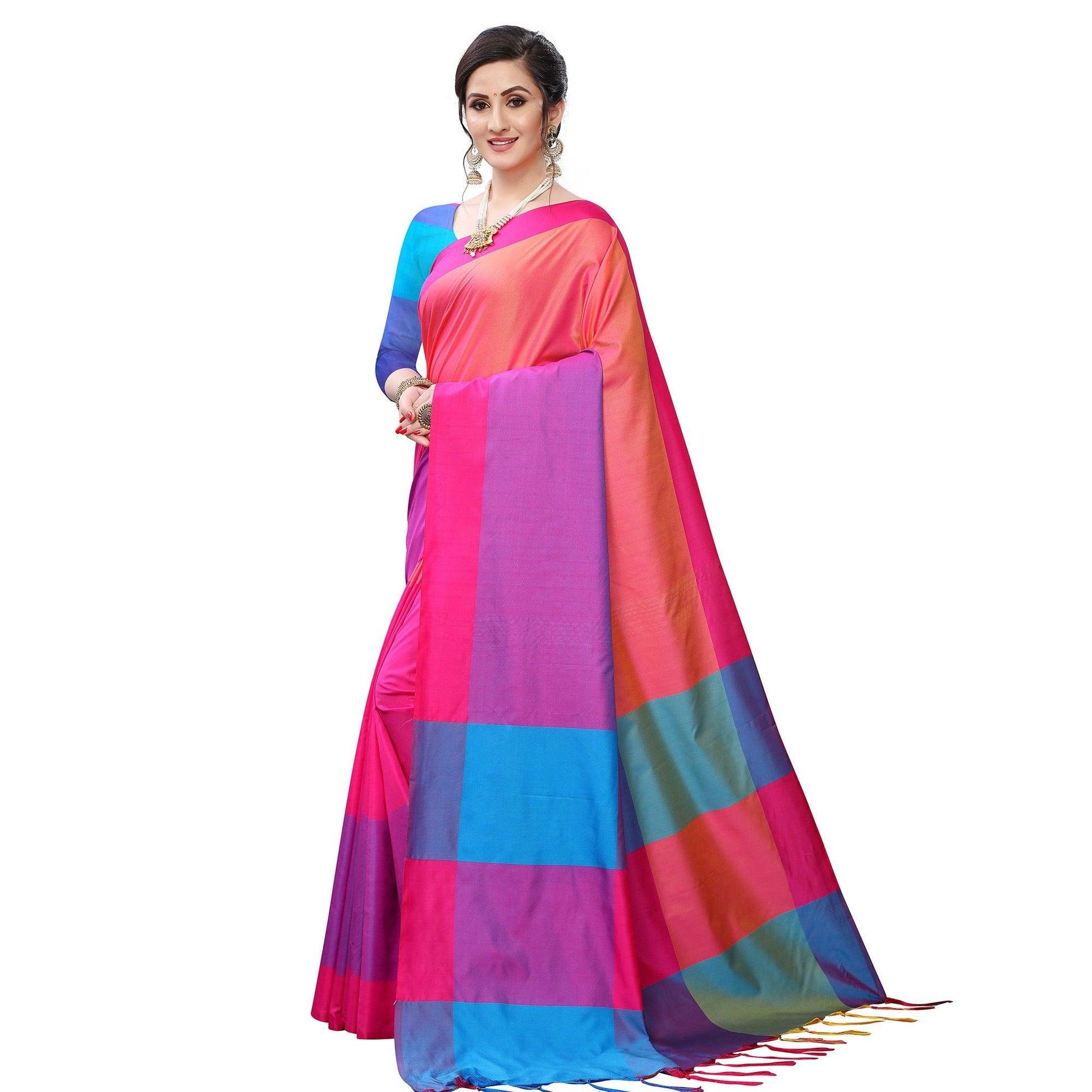 Majesty Pink Colored Festive Wear Woven Sana Silk Saree