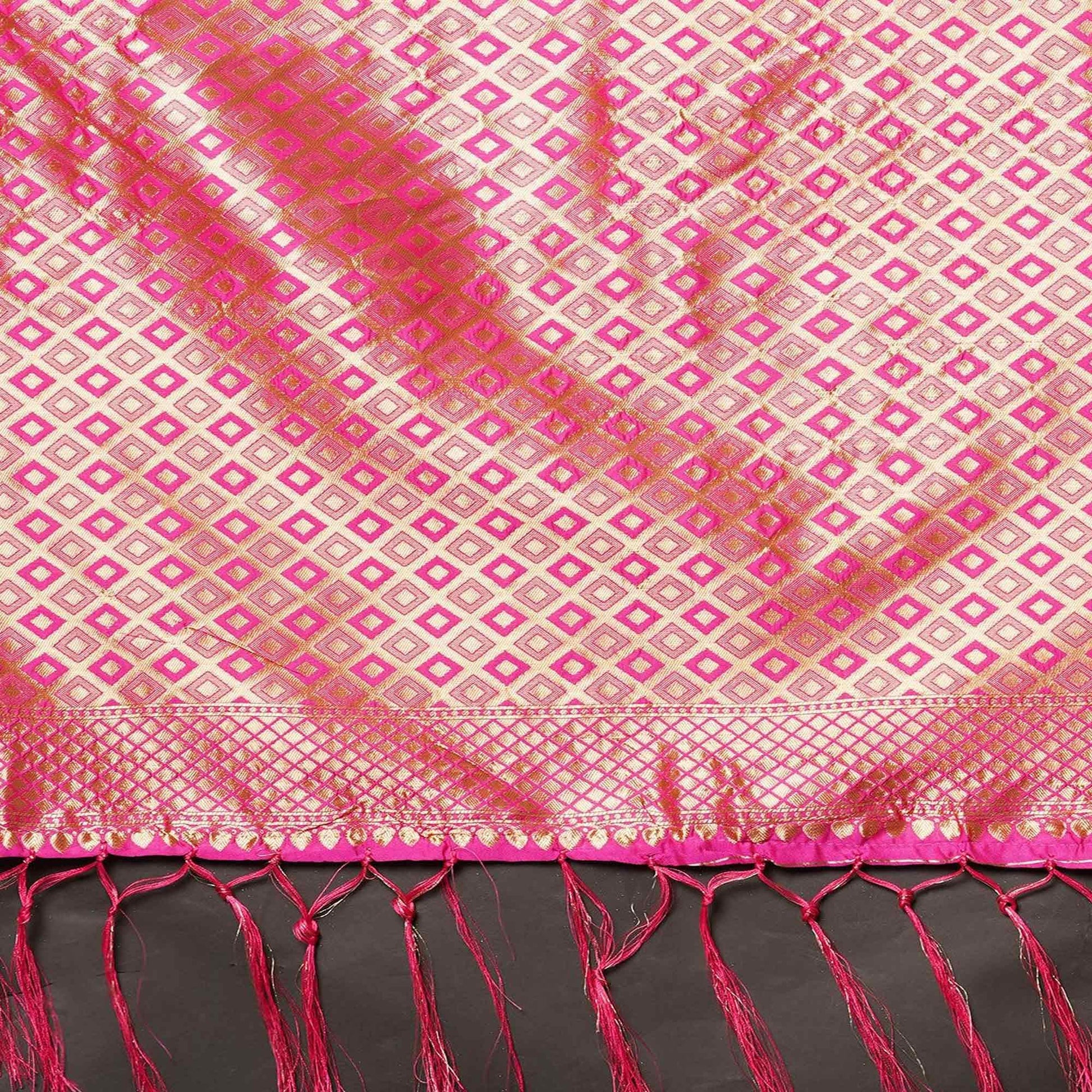 Majesty Pink Colored Festive Wear Woven Silk Saree