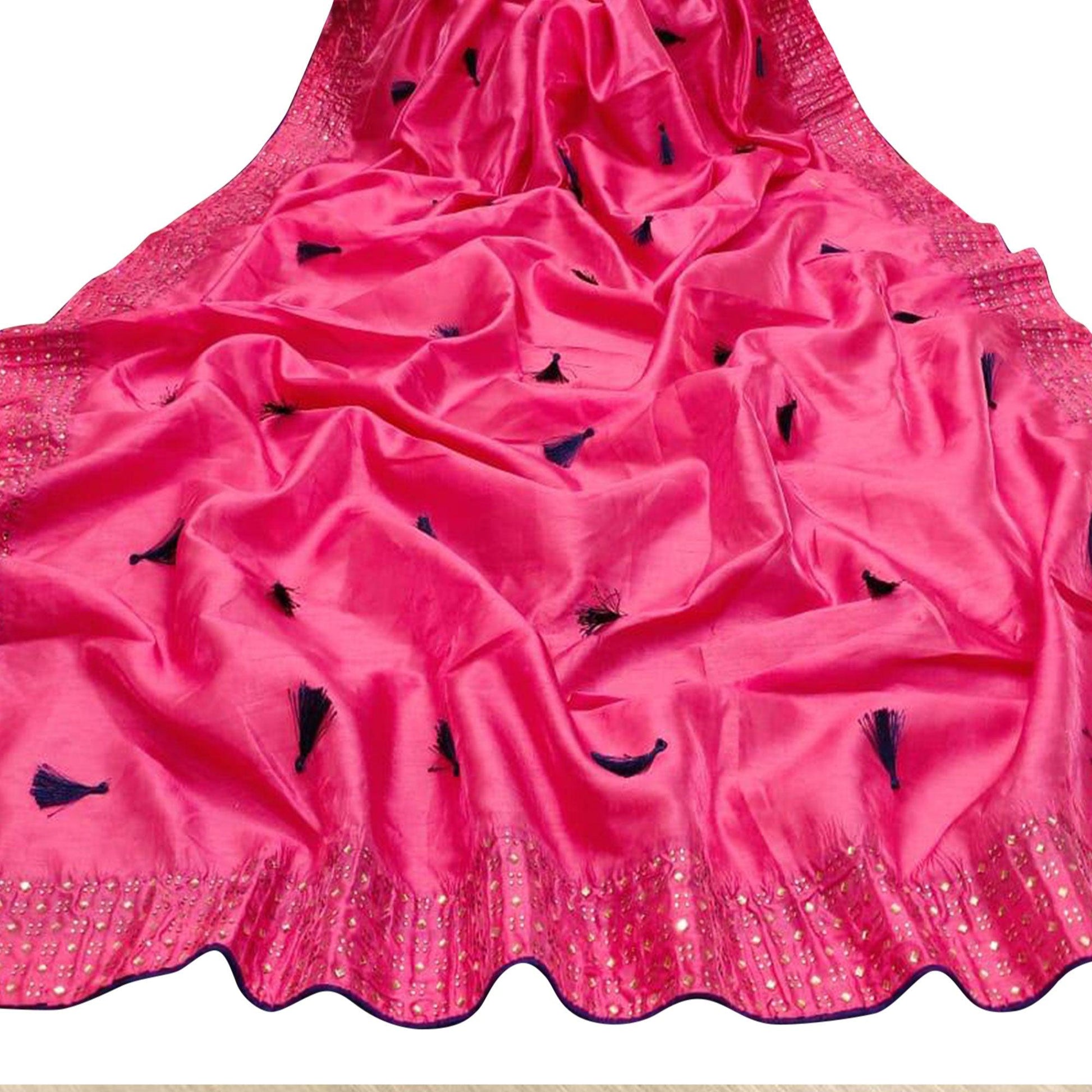 Majesty Pink Colored Partywear Diamond Work Art Silk Saree
