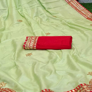 Majesty Pista Green Coloured Casual Wear Printed Dola Silk Saree