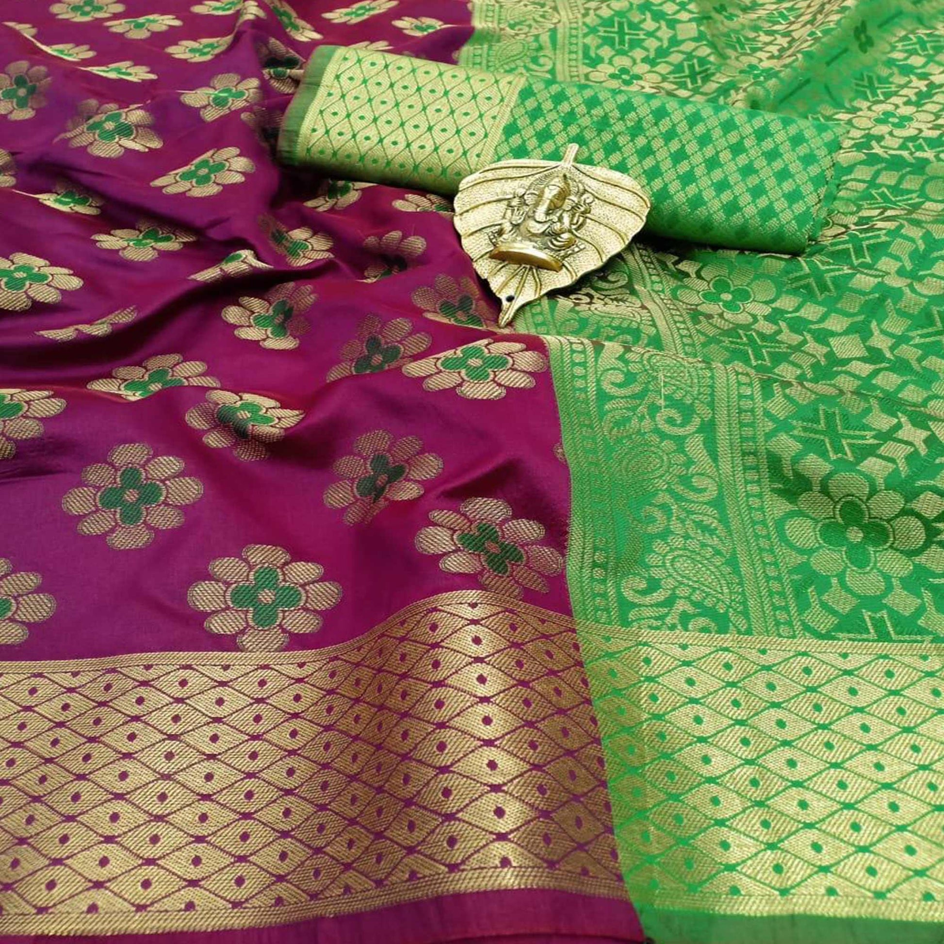 Majesty Purple Colored Festive Wear Woven Silk Saree