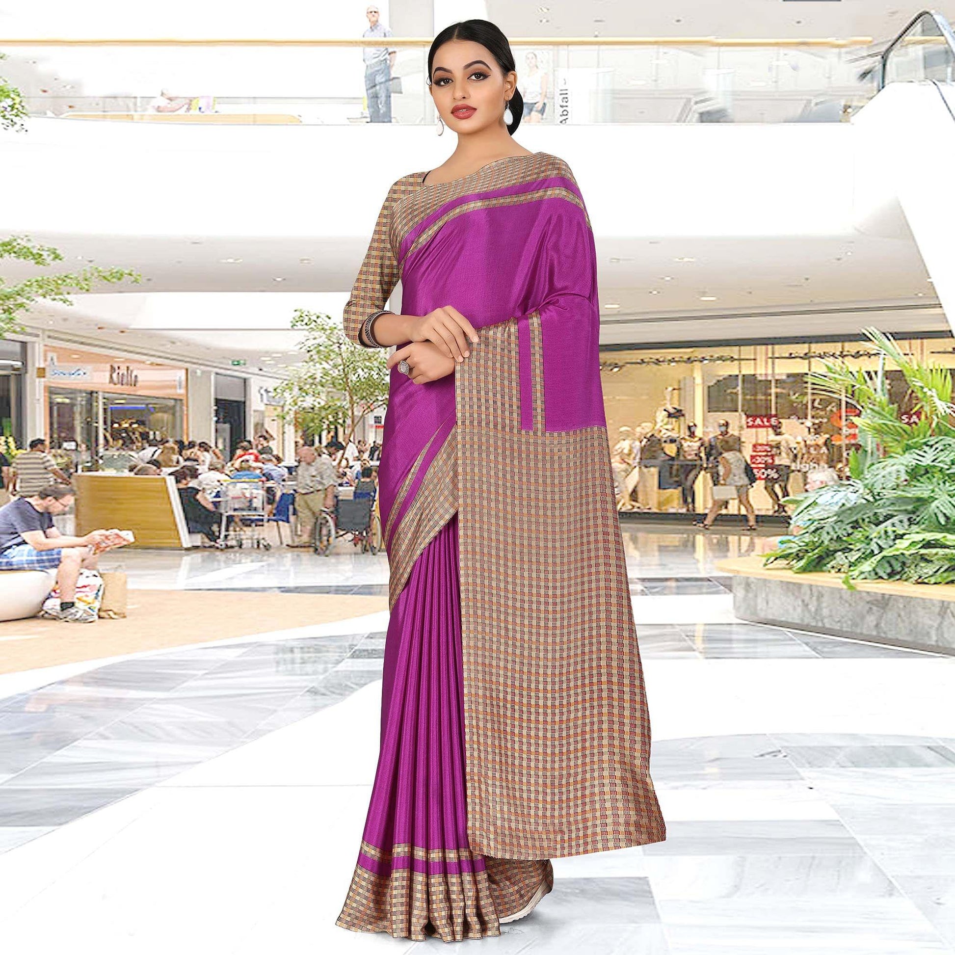 Majesty Purple Coloured Casual Wear Printed Crepe Saree