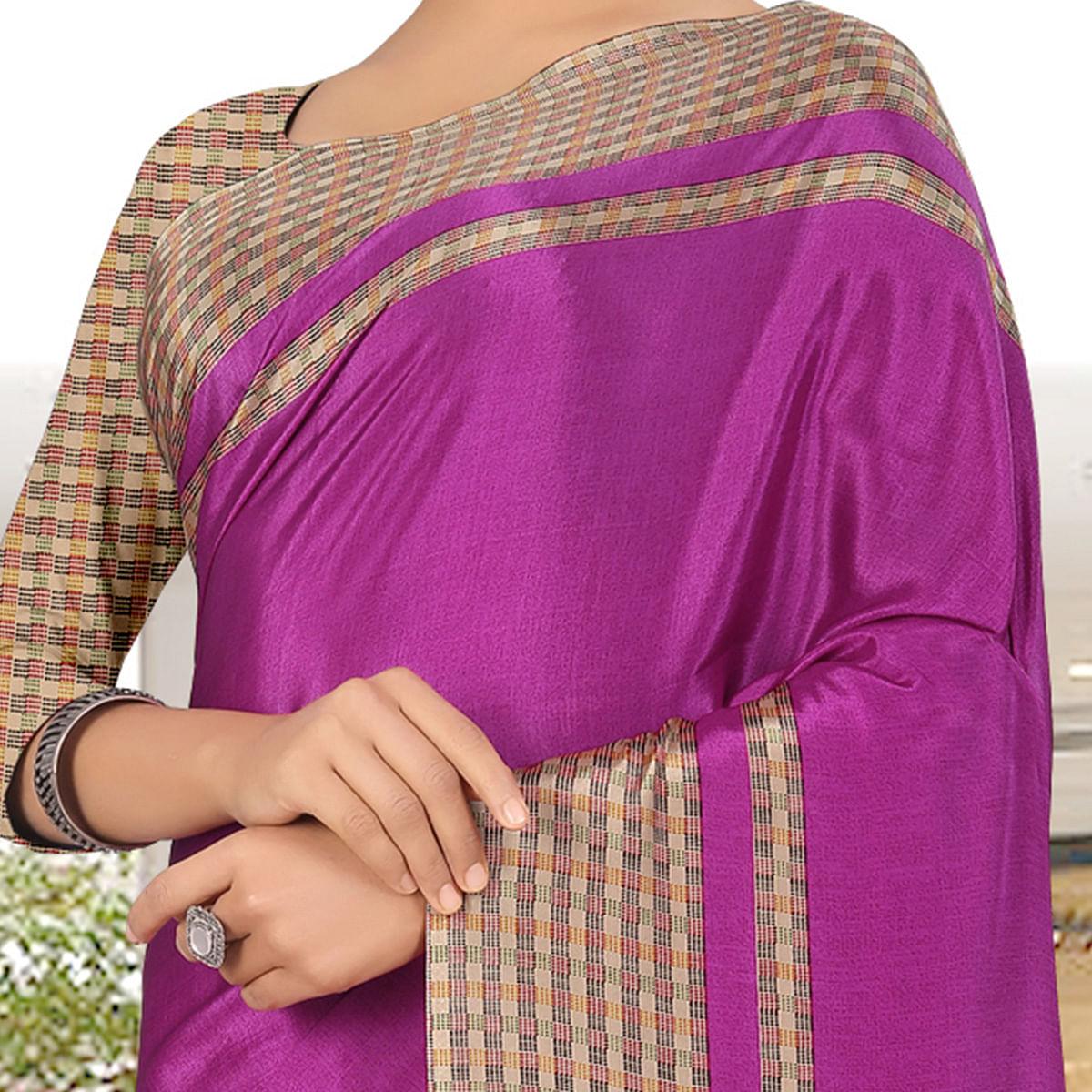 Majesty Purple Coloured Casual Wear Printed Crepe Saree