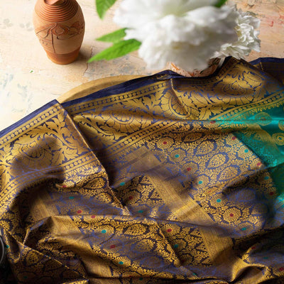 Majesty Rama Colored Festive Wear Woven Art Silk Saree