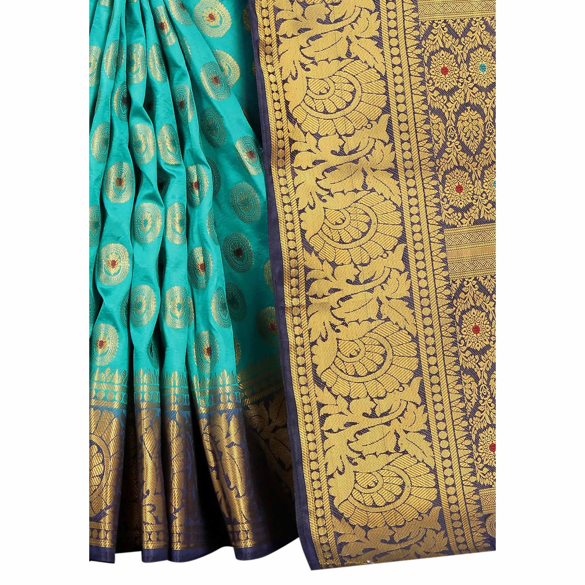 Majesty Rama Colored Festive Wear Woven Art Silk Saree