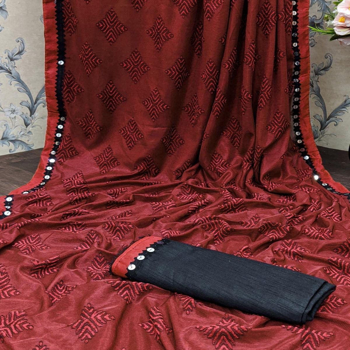 Majesty Red Colored Festive Wear Woven Art Silk Saree