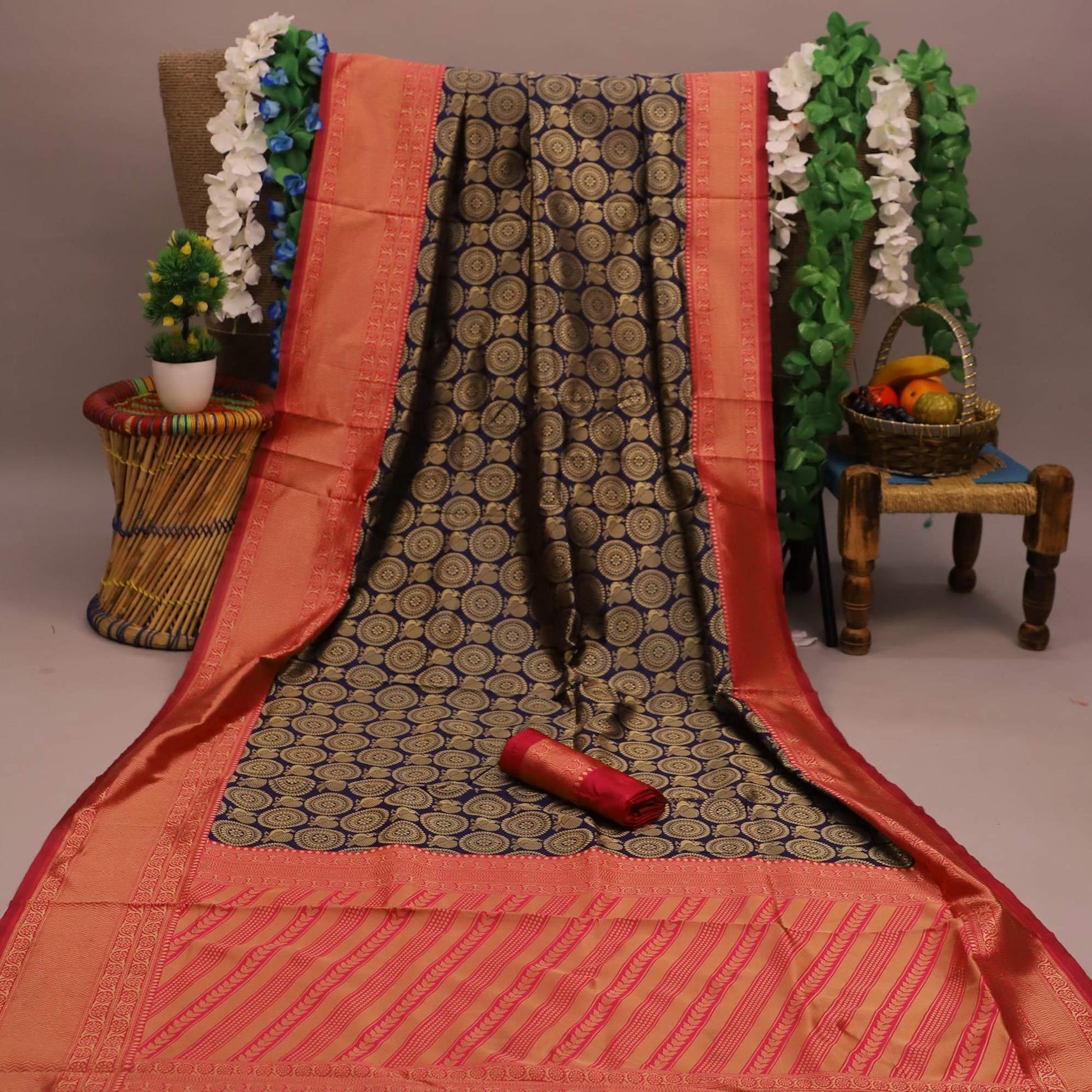 Majesty Violet Colored Festive Wear Woven Soft Silk Saree