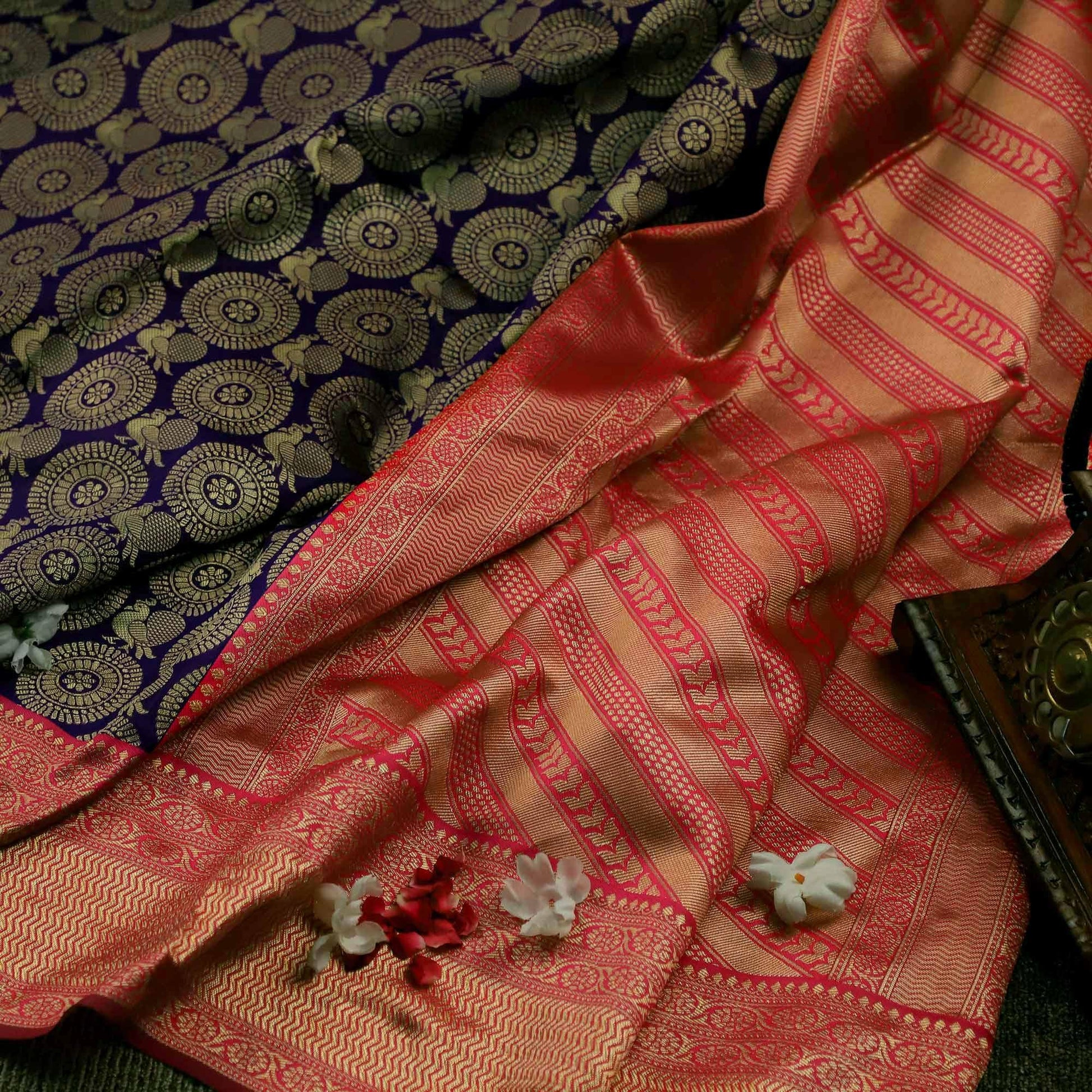 Majesty Violet Colored Festive Wear Woven Soft Silk Saree