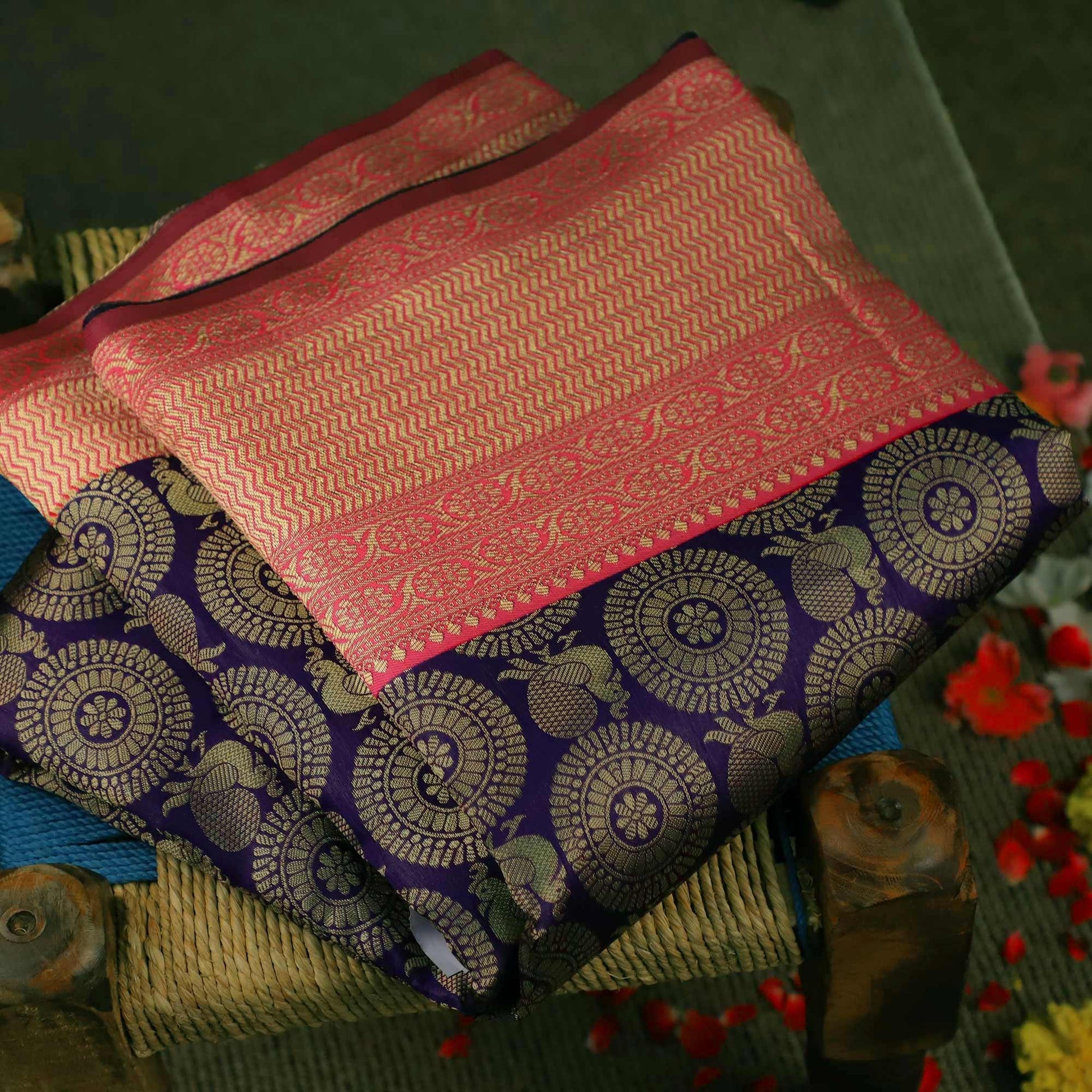 Majesty Violet Colored Festive Wear Woven Soft Silk Saree