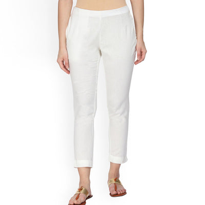 Majesty White Colored Casual Wear Cotton Pant